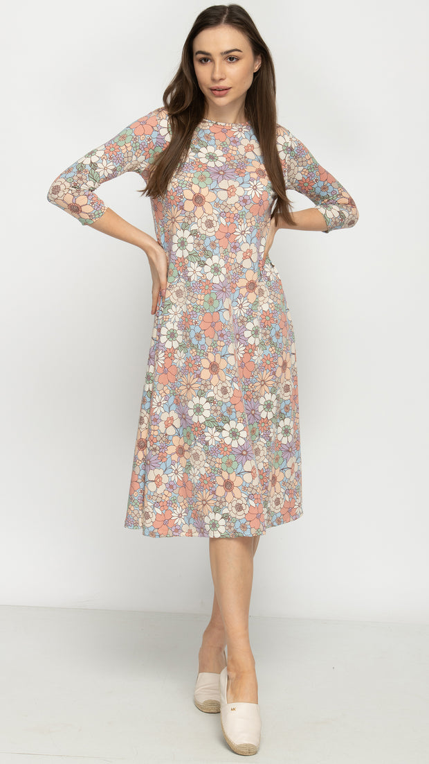 A- Line Dress - Pastel Daisies *XS ONLY*