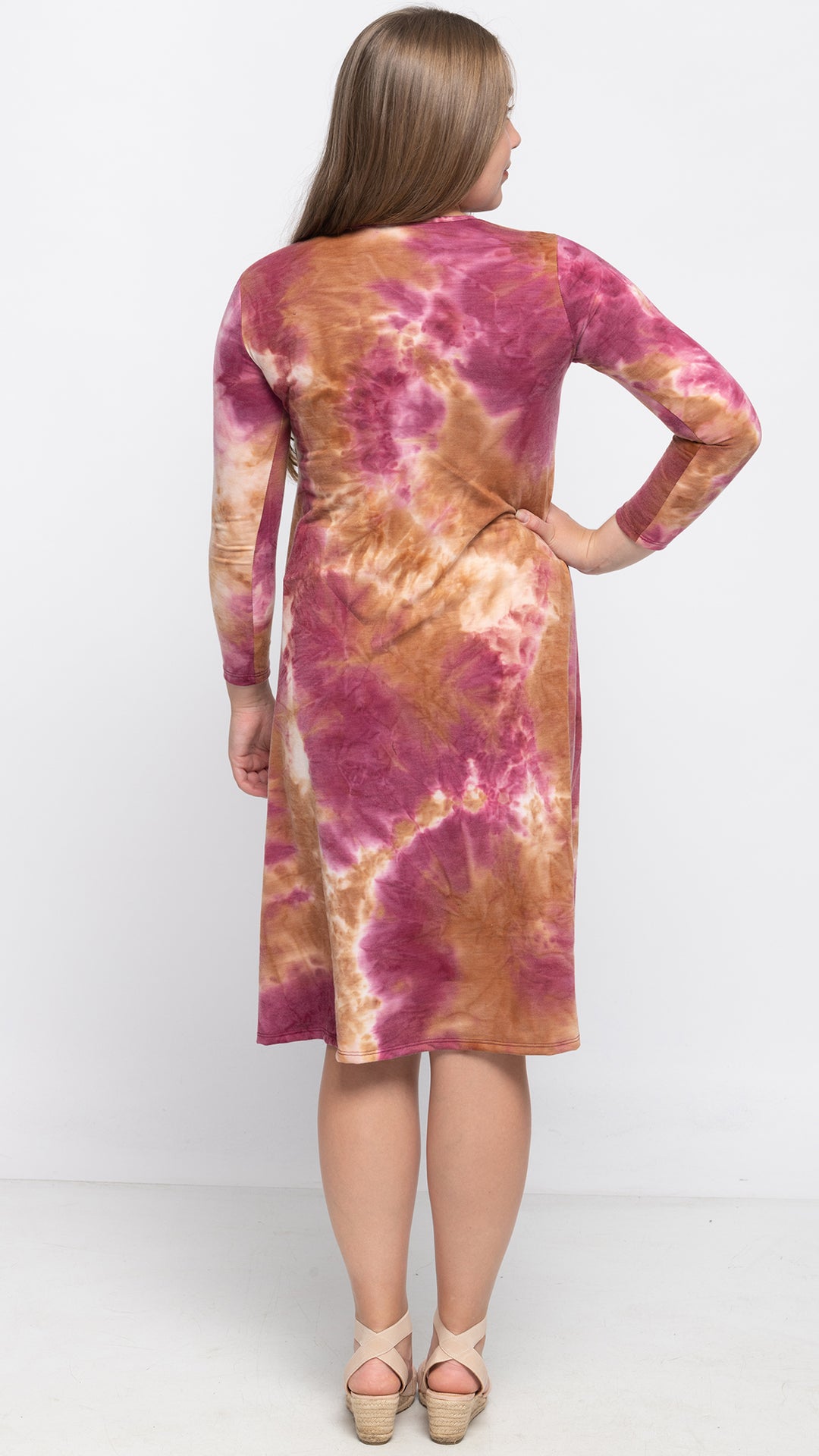 *XSMALL* A-Line Sweatshirt Dress - Fuscia/Orange Tie Dye