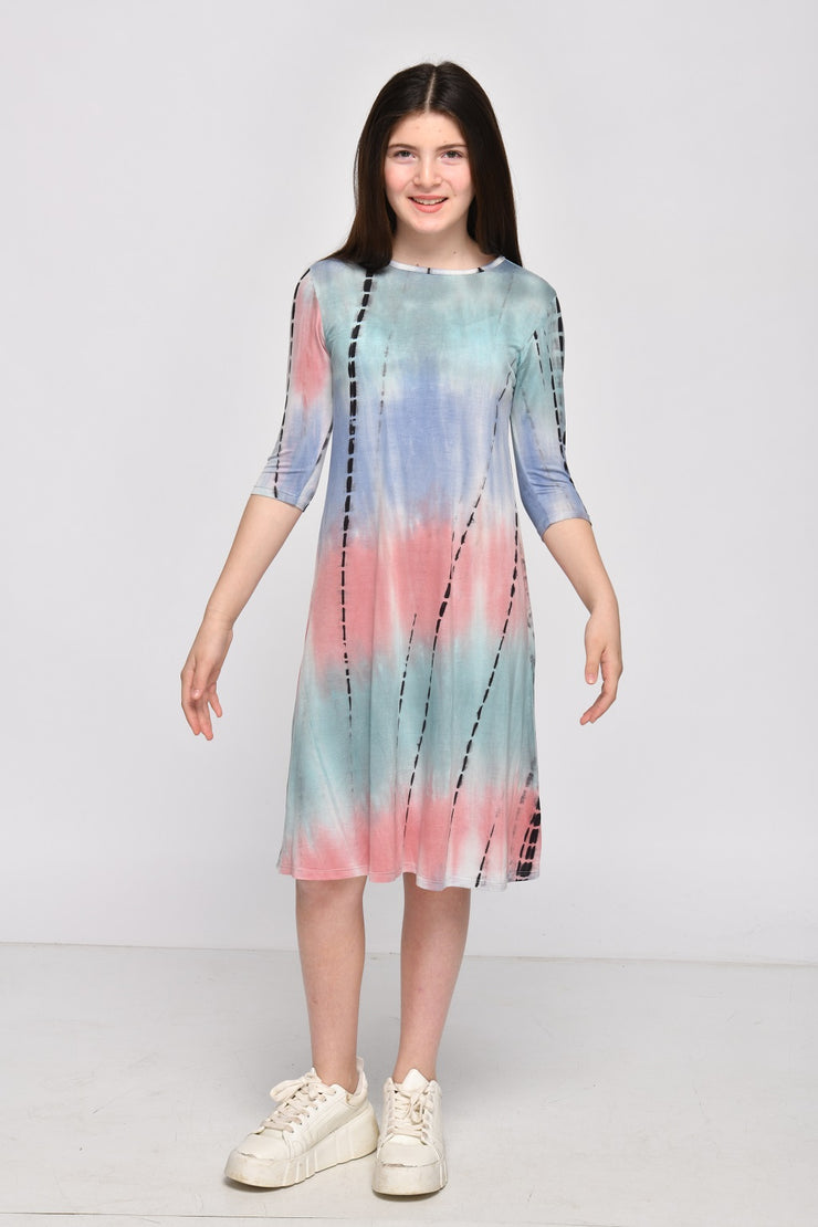Girls  Tunic Dress - Lilac Mint  Tie Dye