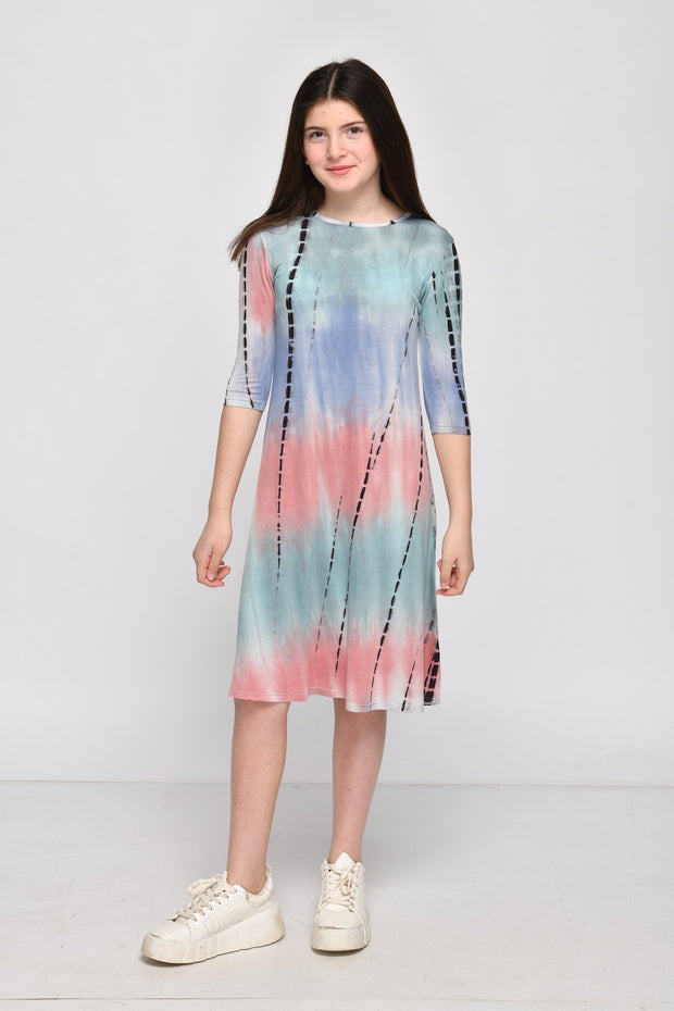 Girls  Tunic Dress - Lilac Mint  Tie Dye