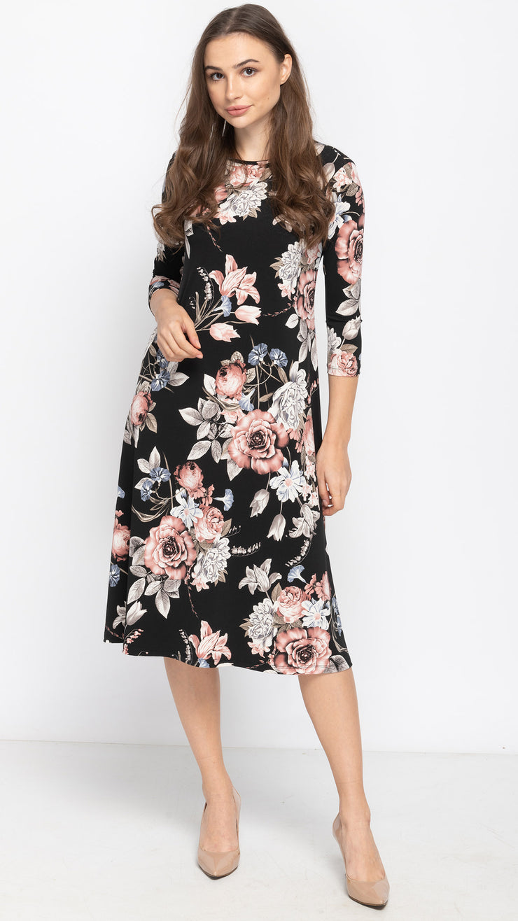 A- Line Dress - Sage Floral