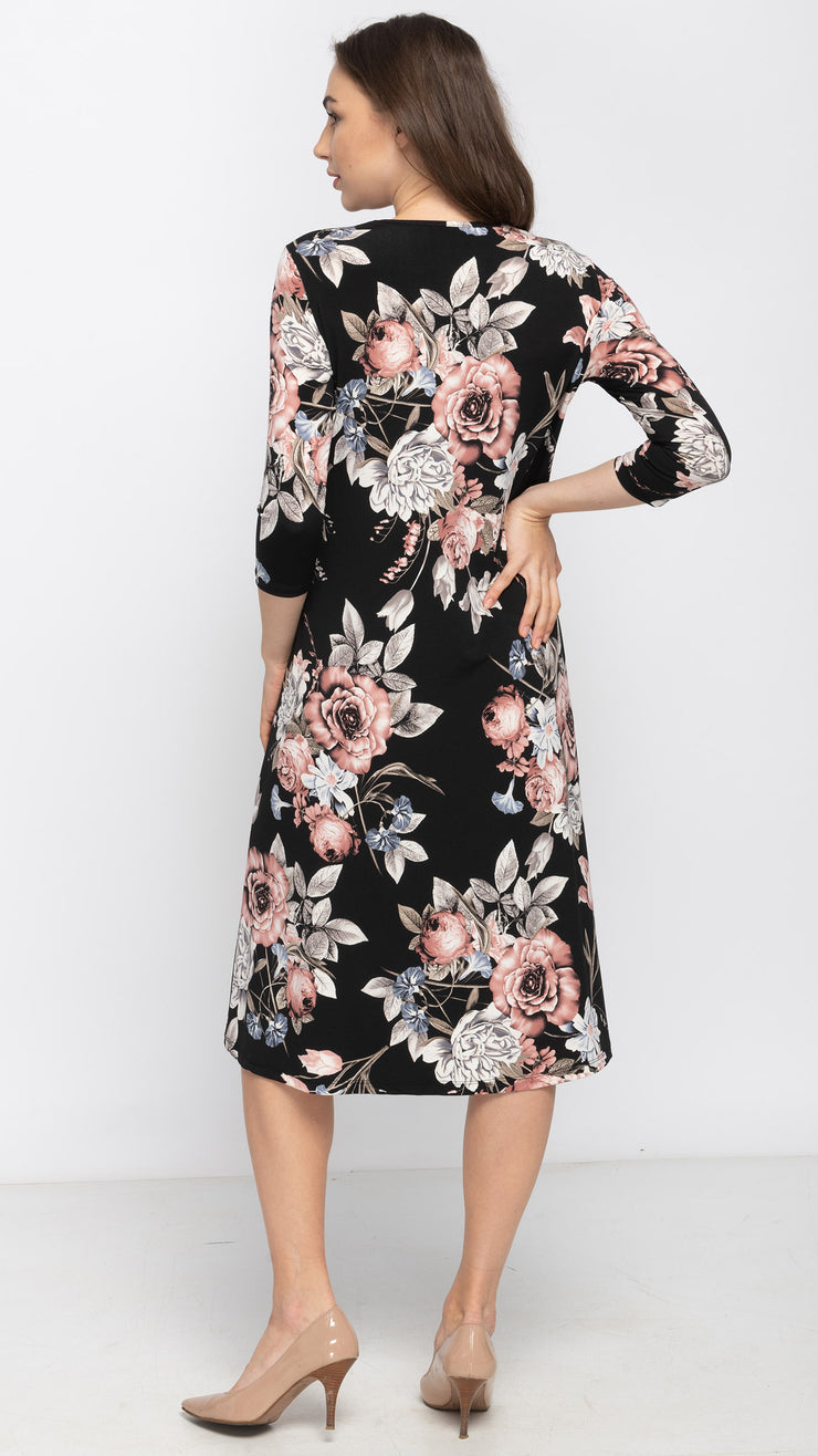 A- Line Dress - Sage Floral