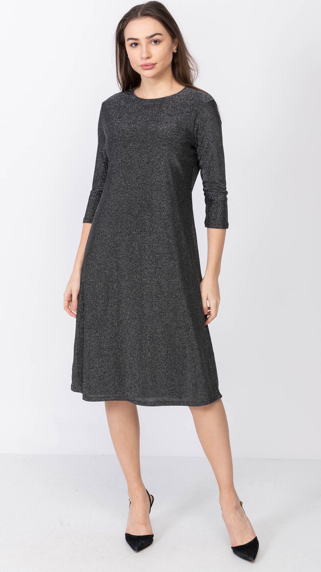 A-Line Dress - Silver Lurex