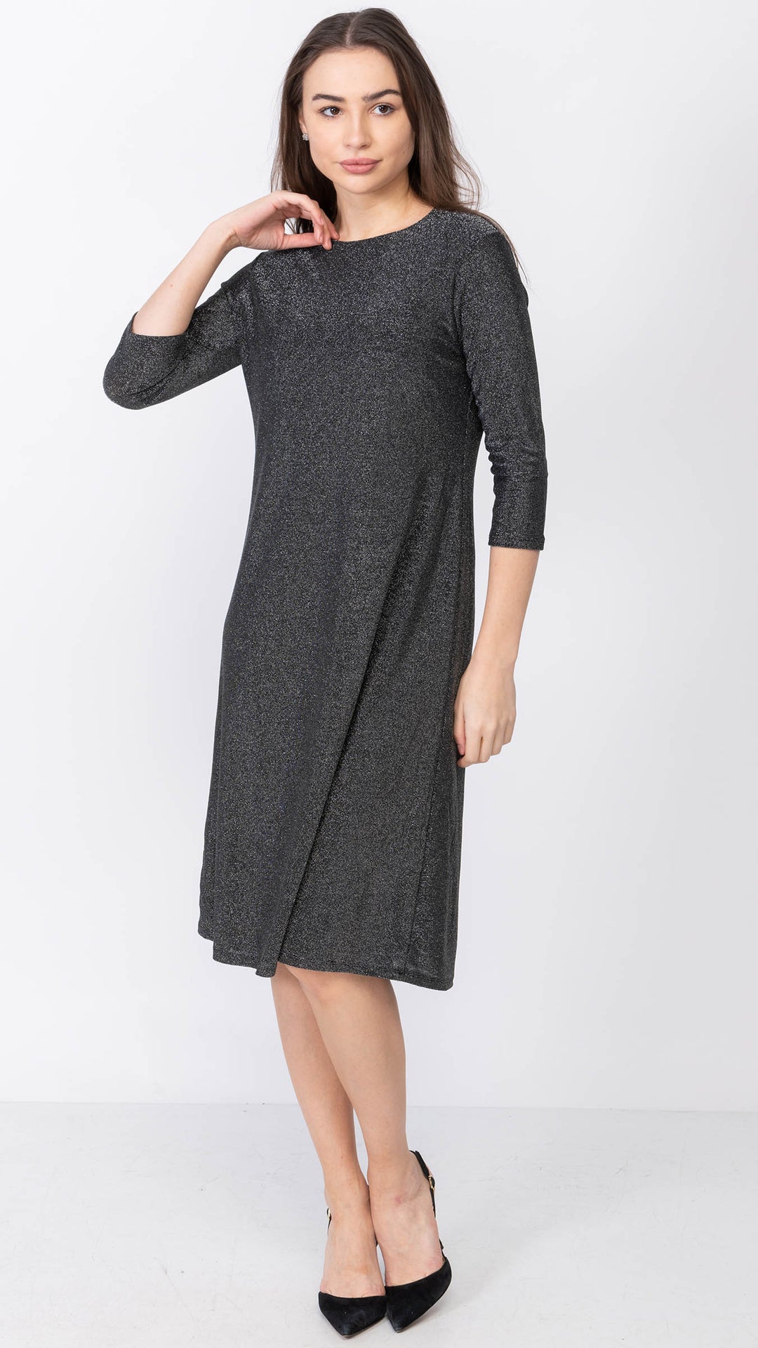 A-Line Dress - Silver Lurex