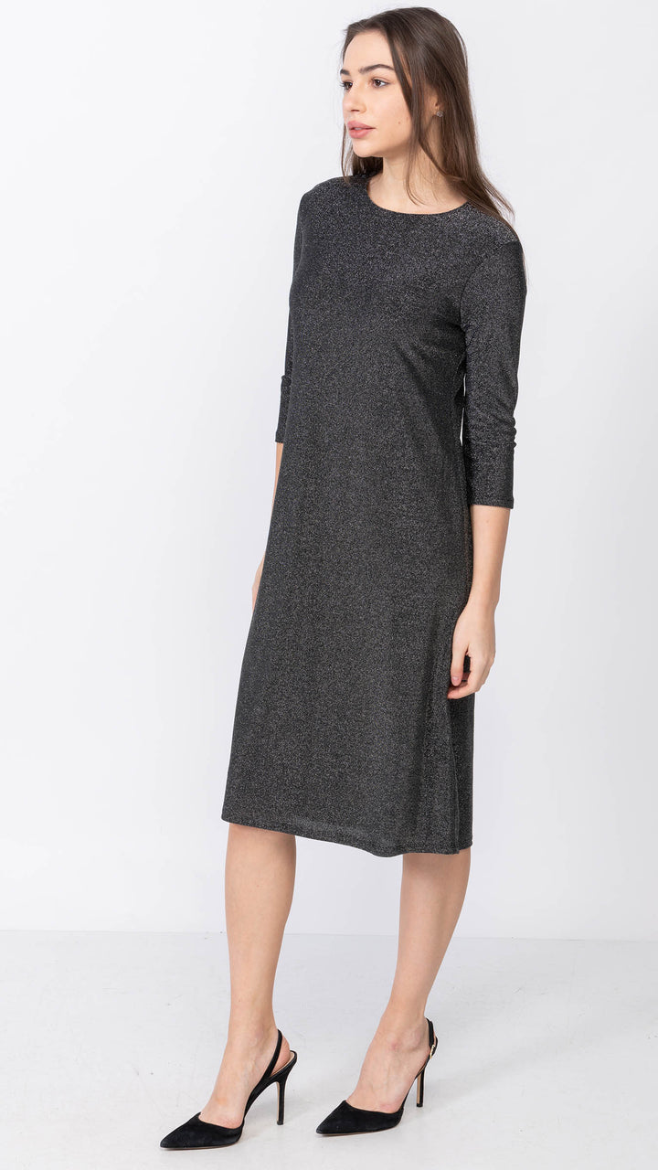 A-Line Dress - Silver Lurex