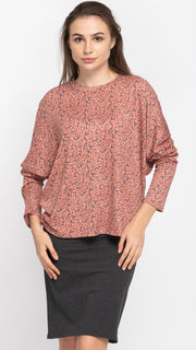 Dolman Monkey Top - Coral Ditsy Floral *XS & SMALL ONLY*