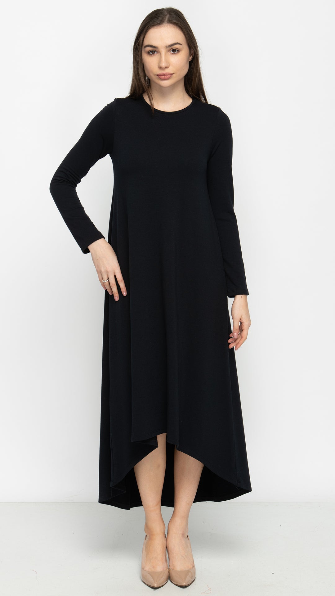 Soft Terry Hi Low Dress - Black