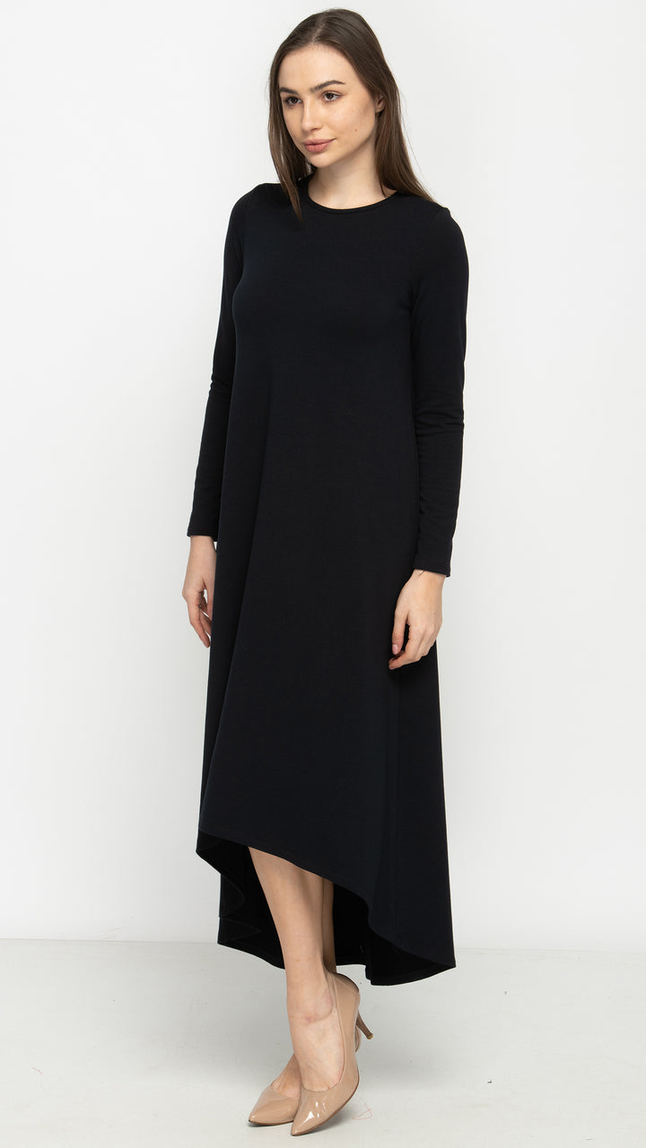 Soft Terry Hi Low Dress - Black