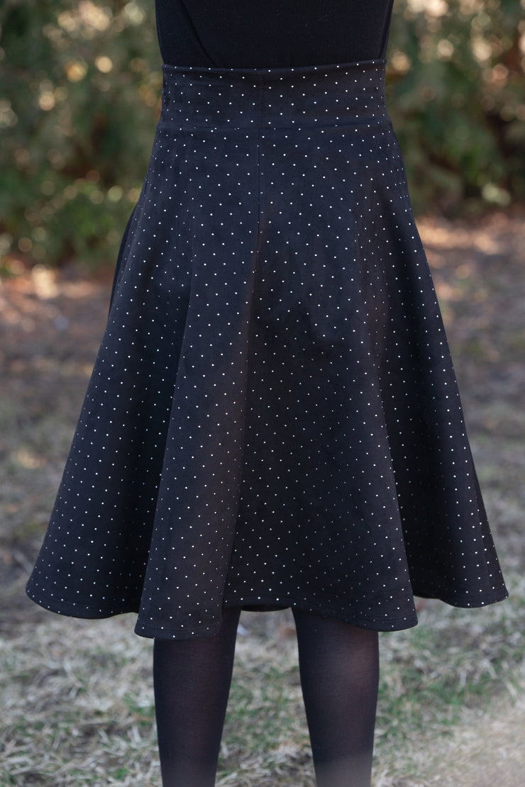 Girls Studded Suede Circle Skirt