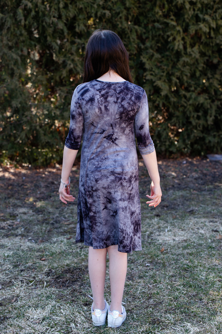 Girls Tunic Dress - Black Tie Dye