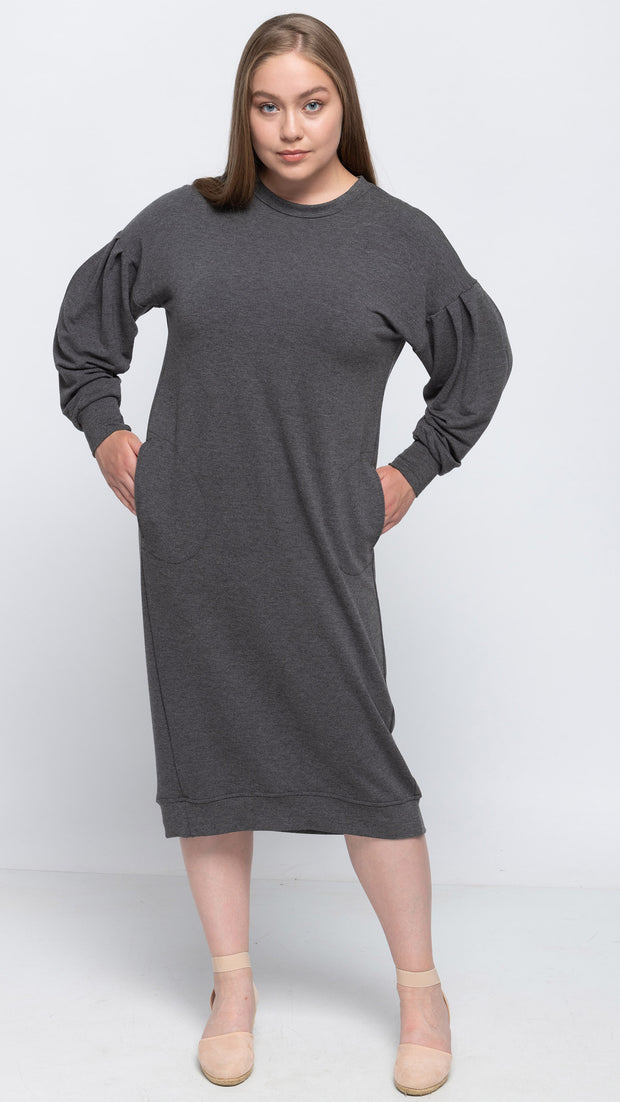 Soft Terry Sweatshirt Dress with pockets