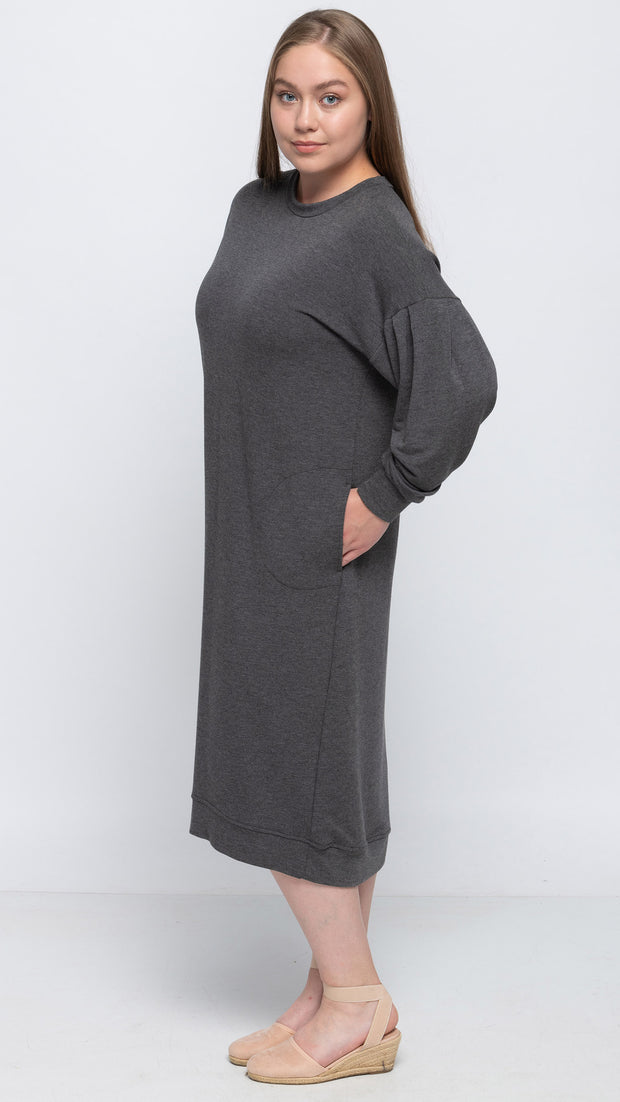 Soft Terry Sweatshirt Dress with pockets