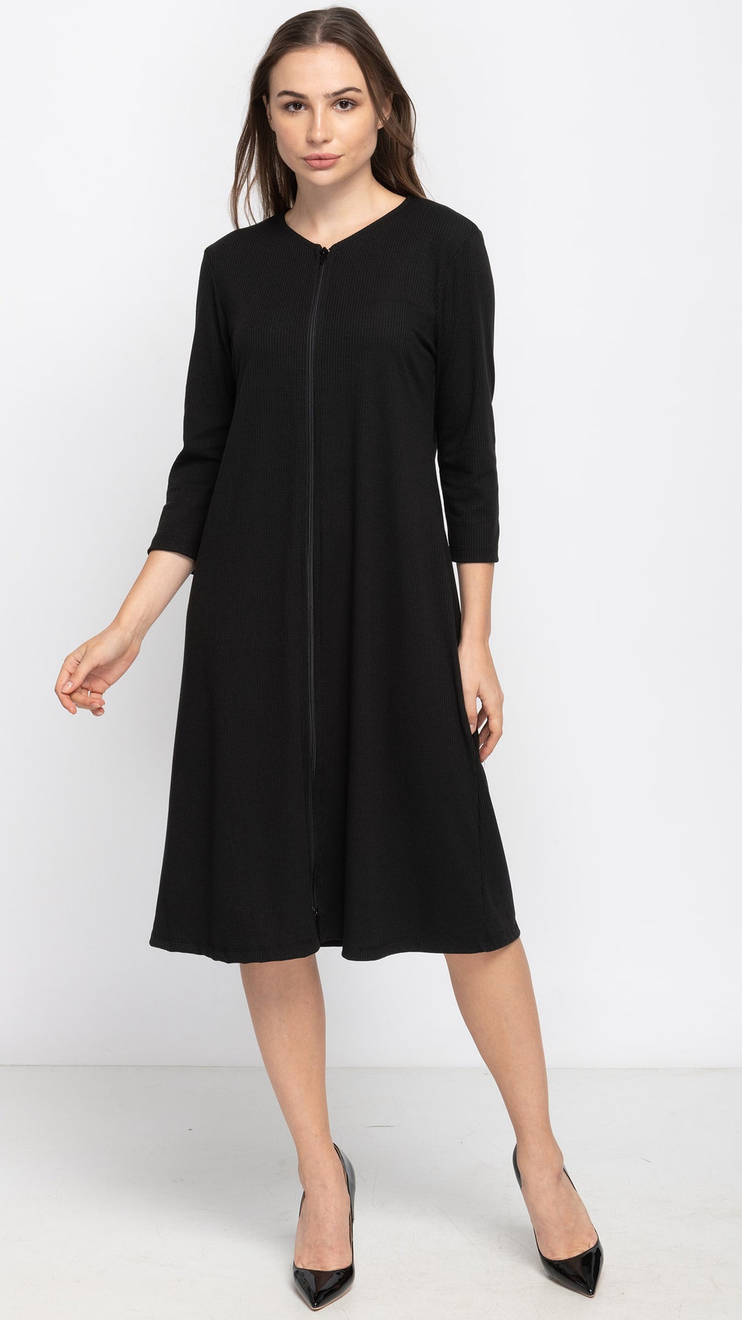 Zip Dress - Rib Black