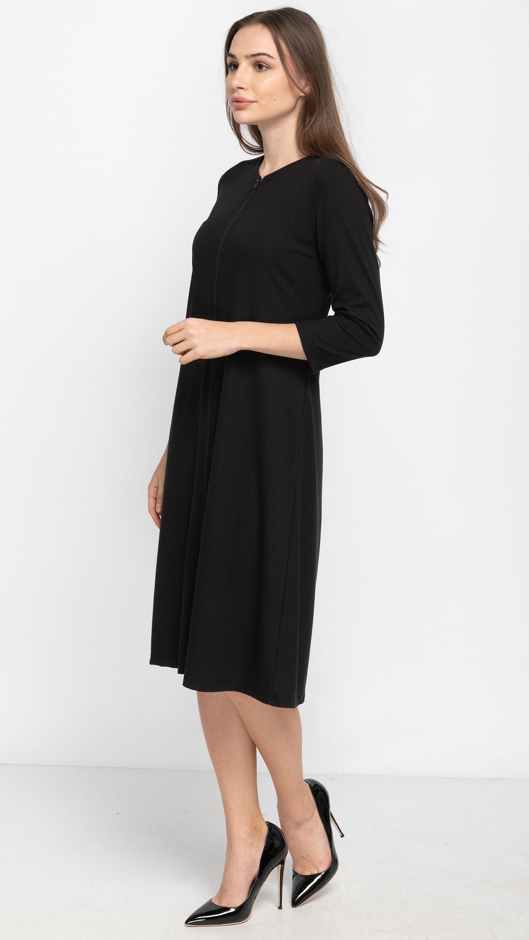 Zip Dress - Rib Black