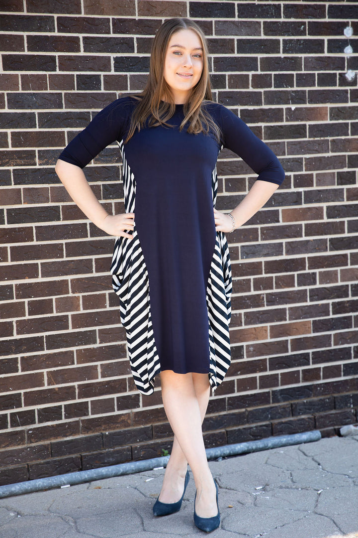 Boho Dress - Navy Stripes