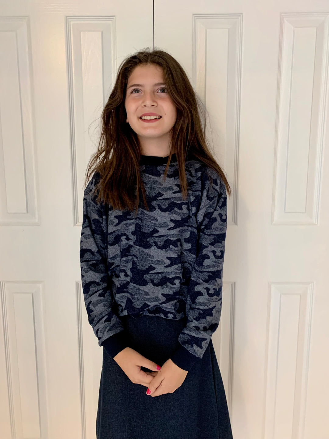 Girls Camo Top - Navy Camo